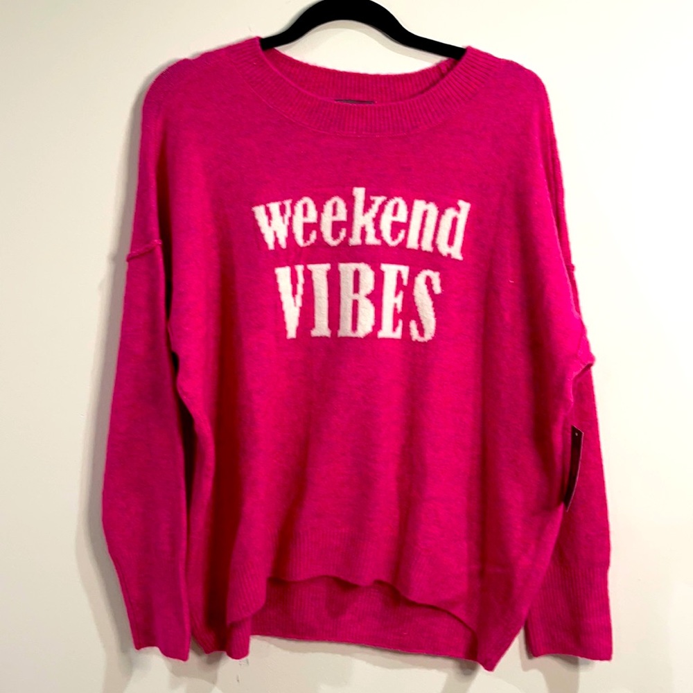 NWT Pink Weekend Vibes Vince Camino Sweater